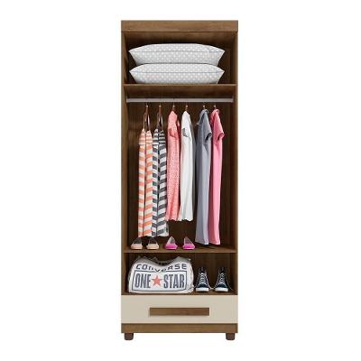 Guarda Roupa Solteiro Trento 2 Portas 1 Gaveta Cinamomo Off White MDP MDF RV Móveis