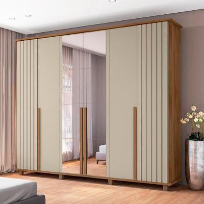 Guarda Roupa Casal Varese 6 Portas 3 Gavetas Cinamomo Off White MDF MDP RV Móveis