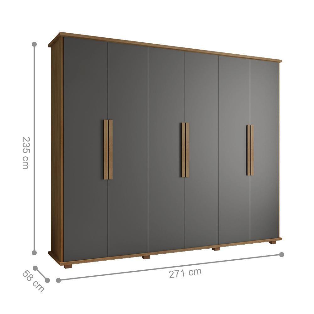 Guarda-roupa Com 4 Gavetas Bolzano Cinamomo Grafite - 2