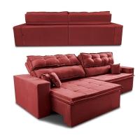Sofá Retrátil E Reclinável 2,72m Luxos Cama Inbox Velusoft Vermelho - 5