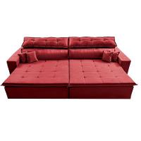 Sofá Retrátil E Reclinável 2,92m Luxos Cama Inbox Velusoft Vermelho - 6