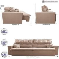 Sofá Retrátil E Reclinável 2,02m Luxos Cama Inbox Velusoft Bege - 2