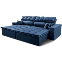 Sofá Retrátil E Reclinável 2,02m Luxos Cama Inbox Velusoft Azul - 8