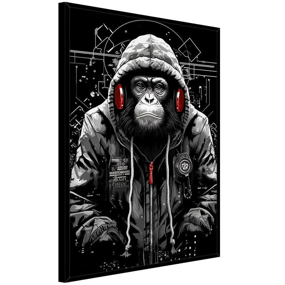 Quadro Decorativo Macaco Estiloso Moldura Cx Alta 40x60 Titulos Moldura Preta - 3