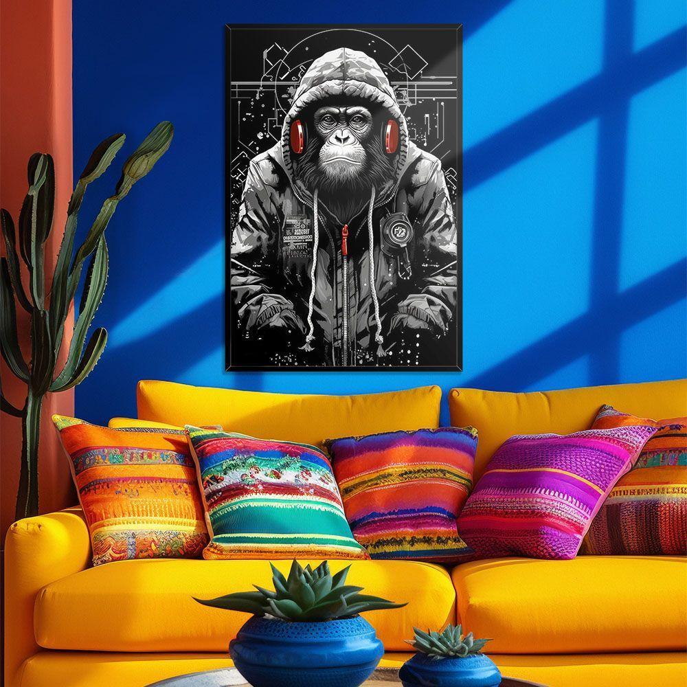 Quadro Decorativo Macaco Estiloso Moldura Cx Alta 40x60 Titulos Moldura Preta - 6