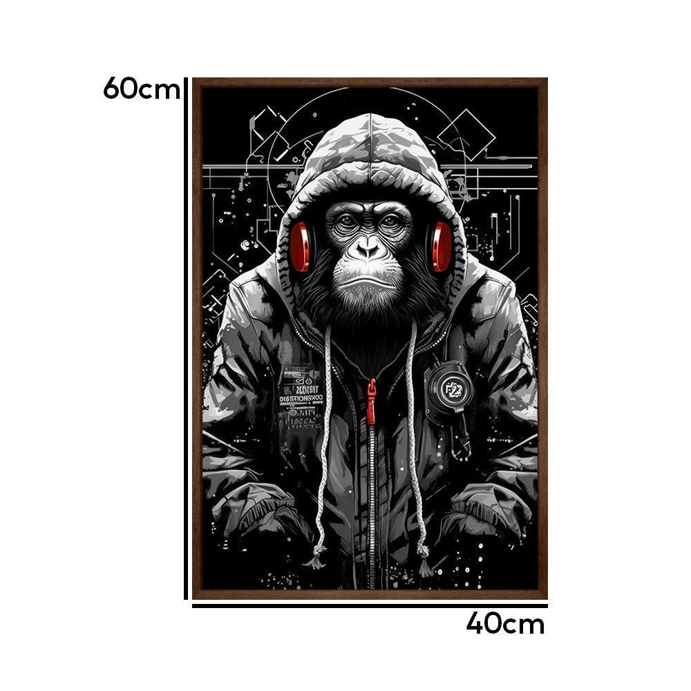 Quadro Decorativo Macaco Estiloso Moldura Cx Alta 40x60 Titulos Moldura Madeira - 2