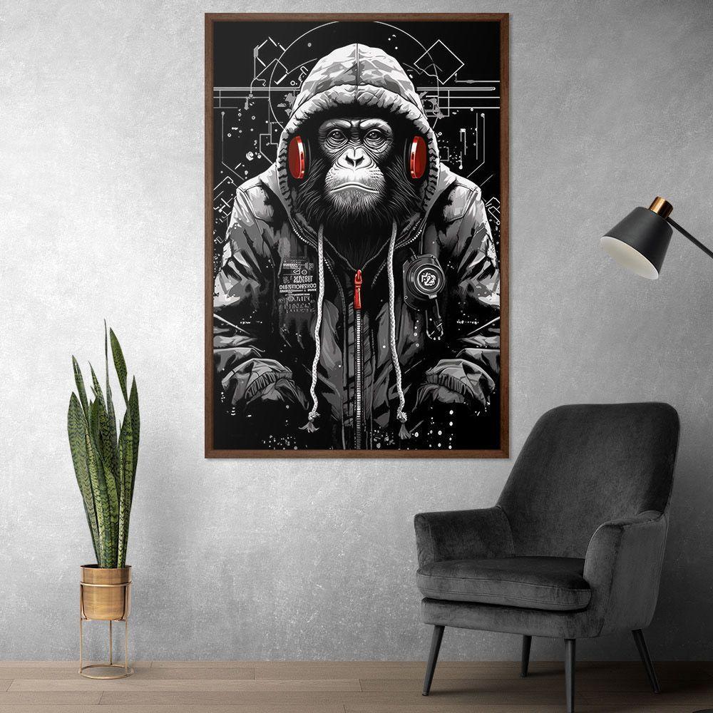 Quadro Decorativo Macaco Estiloso Moldura Cx Alta 40x60 Titulos Moldura Madeira - 3