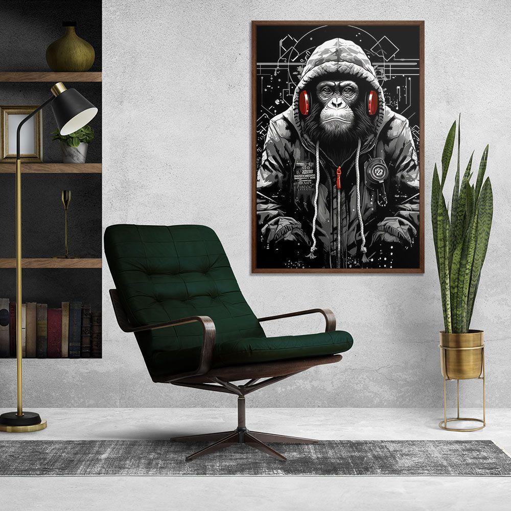 Quadro Decorativo Macaco Estiloso Moldura Cx Alta 40x60 Titulos Moldura Madeira - 5