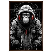 Quadro Decorativo Macaco Estiloso Moldura Cx Alta 40x60 Titulos Moldura Madeira - 1