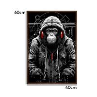 Quadro Decorativo Macaco Estiloso Moldura Cx Alta 40x60 Titulos Moldura Madeira - 2