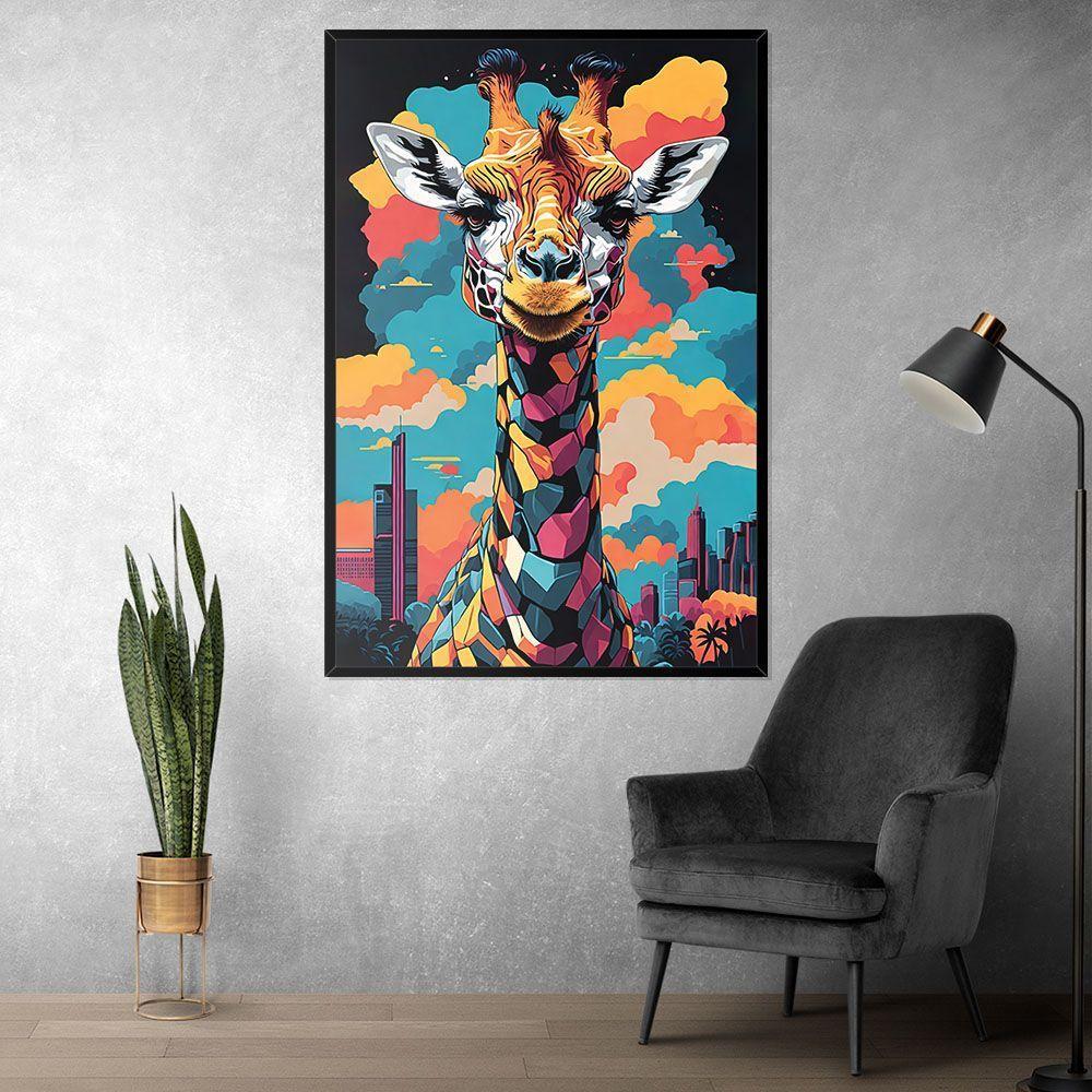 Quadro Decorativo Girafa Cores Moldura Cx Alta 40x60 Titulos Moldura Preta - 2