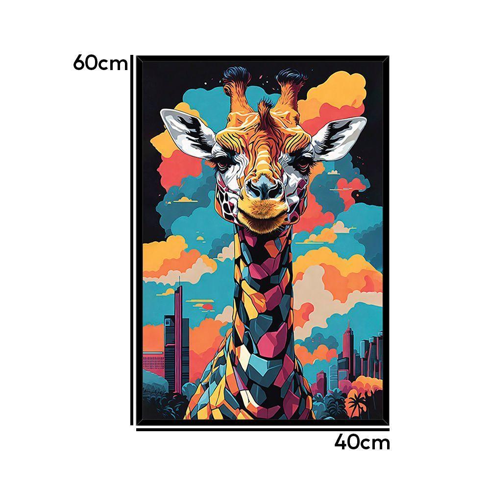 Quadro Decorativo Girafa Cores Moldura Cx Alta 40x60 Titulos Moldura Preta - 3