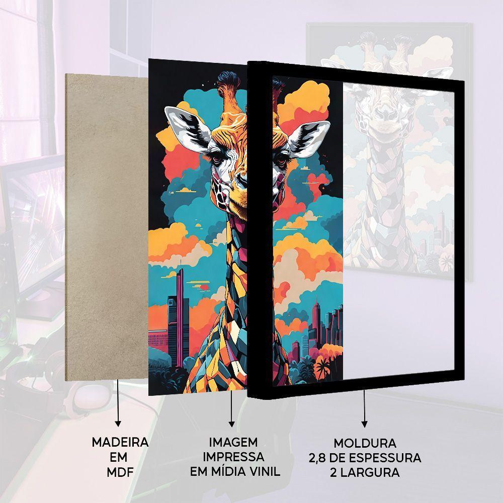 Quadro Decorativo Girafa Cores Moldura Cx Alta 40x60 Titulos Moldura Preta - 5