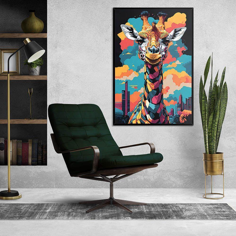 Quadro Decorativo Girafa Cores Moldura Cx Alta 40x60 Titulos Moldura Preta - 6