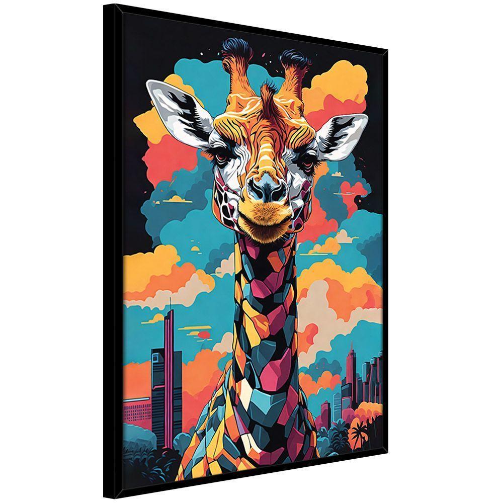 Quadro Decorativo Girafa Cores Moldura Cx Alta 40x60 Titulos Moldura Preta - 7