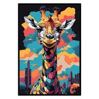 Quadro Decorativo Girafa Cores Moldura Cx Alta 40x60 Titulos Moldura Preta - 1