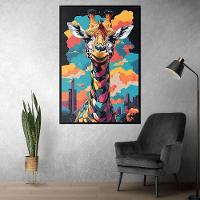 Quadro Decorativo Girafa Cores Moldura Cx Alta 40x60 Titulos Moldura Preta - 2