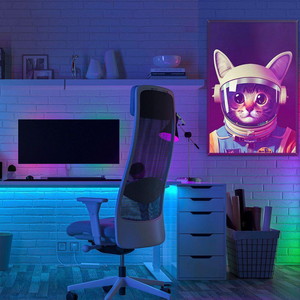 Quadro Decorativo Gato Astronauta Moldura Cx Alta 40x60 Titulos Moldura Preta - 3