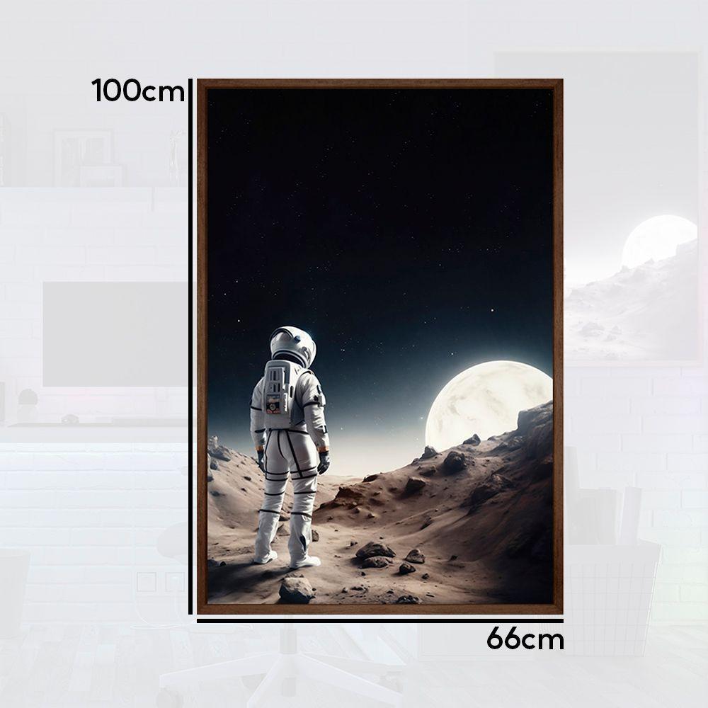 Quadro Decorativo Astronauta E Lua Moldura Cx Alta 100x66 Titulos Moldura Madeira - 5