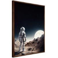 Quadro Decorativo Astronauta E Lua Moldura Cx Alta 100x66 Titulos Moldura Madeira - 3