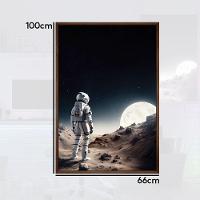 Quadro Decorativo Astronauta E Lua Moldura Cx Alta 100x66 Titulos Moldura Madeira - 5