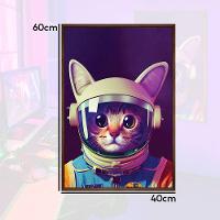 Quadro Decorativo Gato Astronauta Moldura Cx Alta 40x60 Titulos Moldura Madeira - 7
