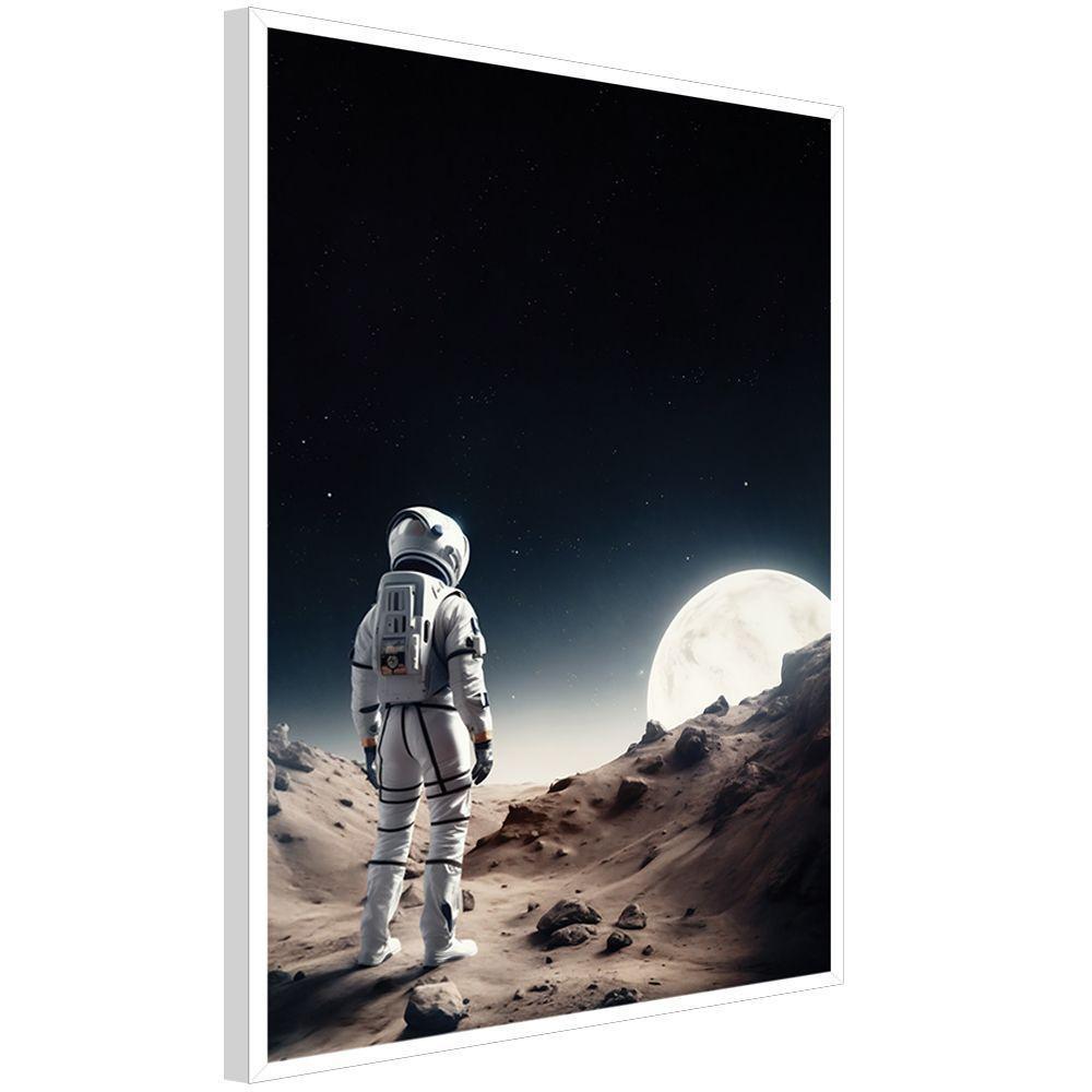 Quadro Decorativo Astronauta E Lua Moldura Cx Alta 40x60 Titulos Moldura Branca - 3