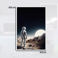 Quadro Decorativo Astronauta E Lua Moldura Cx Alta 40x60 Titulos Moldura Branca - 2