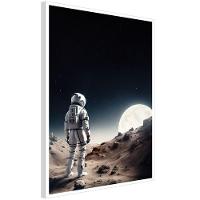 Quadro Decorativo Astronauta E Lua Moldura Cx Alta 40x60 Titulos Moldura Branca - 3