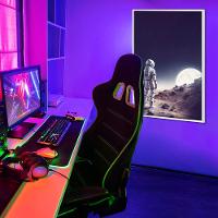 Quadro Decorativo Astronauta E Lua Moldura Cx Alta 40x60 Titulos Moldura Branca