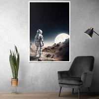Quadro Decorativo Astronauta E Lua Moldura Cx Alta 40x60 Titulos Moldura Branca - 7