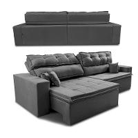 Sofá Retrátil E Reclinável 2,52m Luxos Cama Inbox Velusoft Cinza - 3