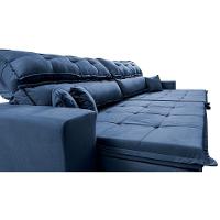 Sofá Retrátil E Reclinável 2,92m Luxos Cama Inbox Velusoft Azul - 6