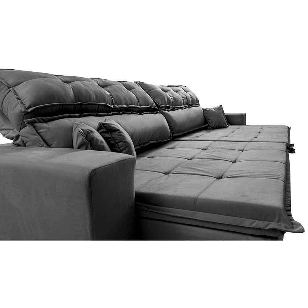 Sofá Retrátil E Reclinável 2,72m Luxos Cama Inbox Velusoft Cinza - 5