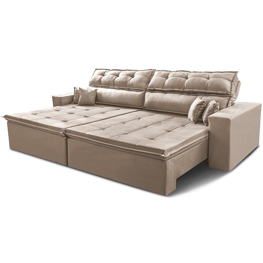 Sofá Retrátil E Reclinável 2,02m Luxos Cama Inbox Velusoft Cinza - 8