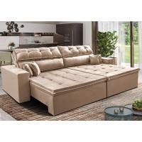 Sofá Retrátil E Reclinável 2,32m Luxos Cama Inbox Velusoft Bege - 1