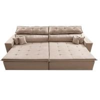 Sofá Retrátil E Reclinável 2,32m Luxos Cama Inbox Velusoft Bege - 6