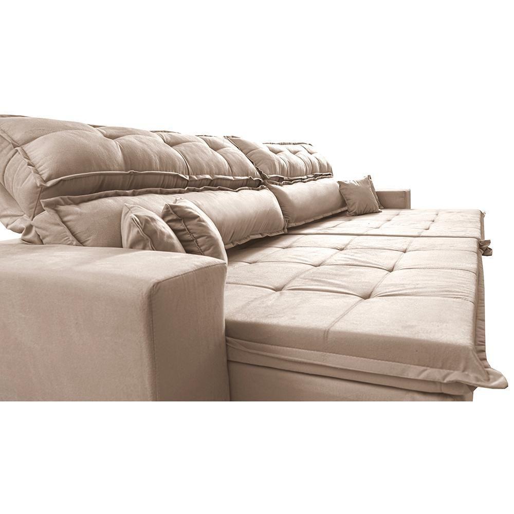 Sofá Retrátil E Reclinável 2,92m Luxos Cama Inbox Velusoft Bege - 2