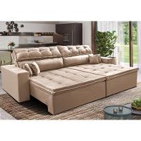 Sofá Retrátil E Reclinável 2,92m Luxos Cama Inbox Velusoft Bege - 1
