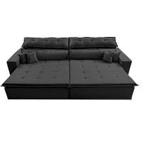 Sofá Retrátil E Reclinável 2,52m Luxos Cama Inbox Velusoft Preto - 5