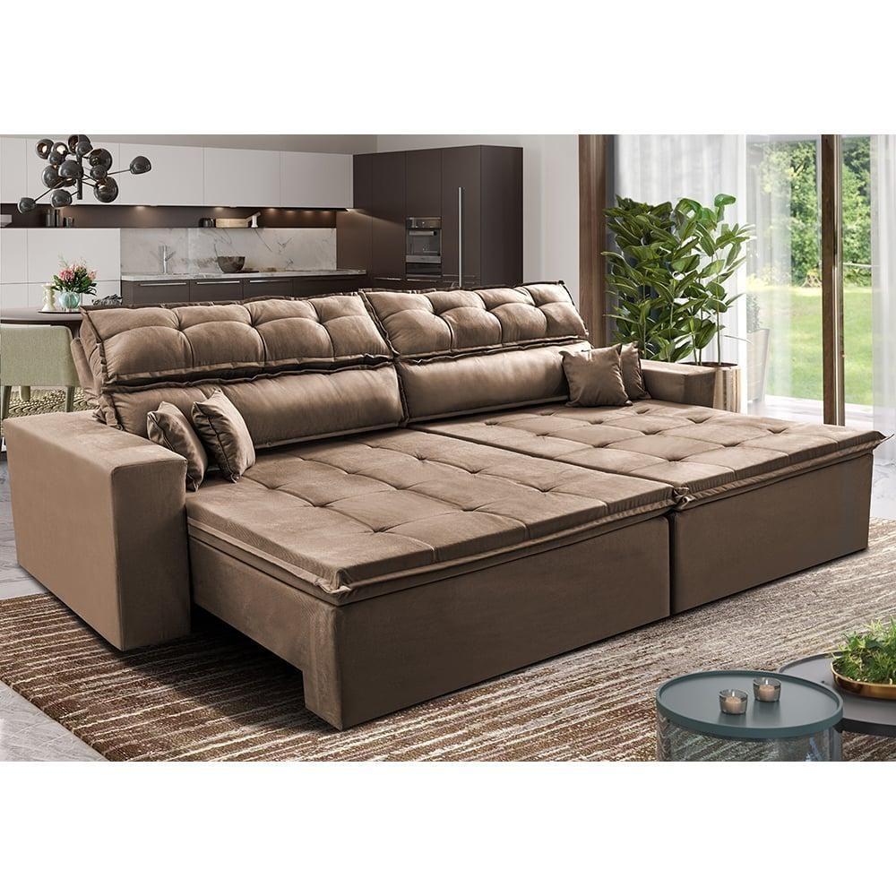 Sofá Retrátil E Reclinável 2,32m Luxos Cama Inbox Velusoft Azul - 2