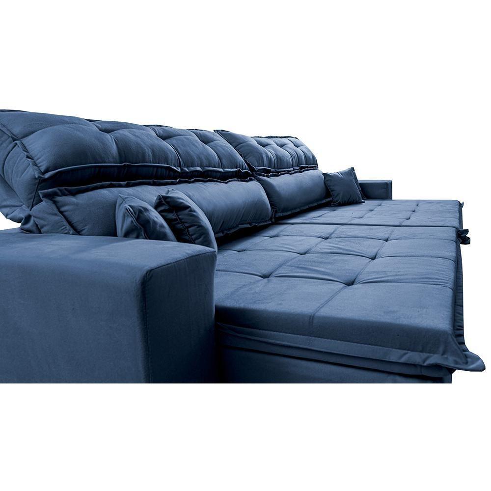 Sofá Retrátil E Reclinável 2,32m Luxos Cama Inbox Velusoft Azul - 6