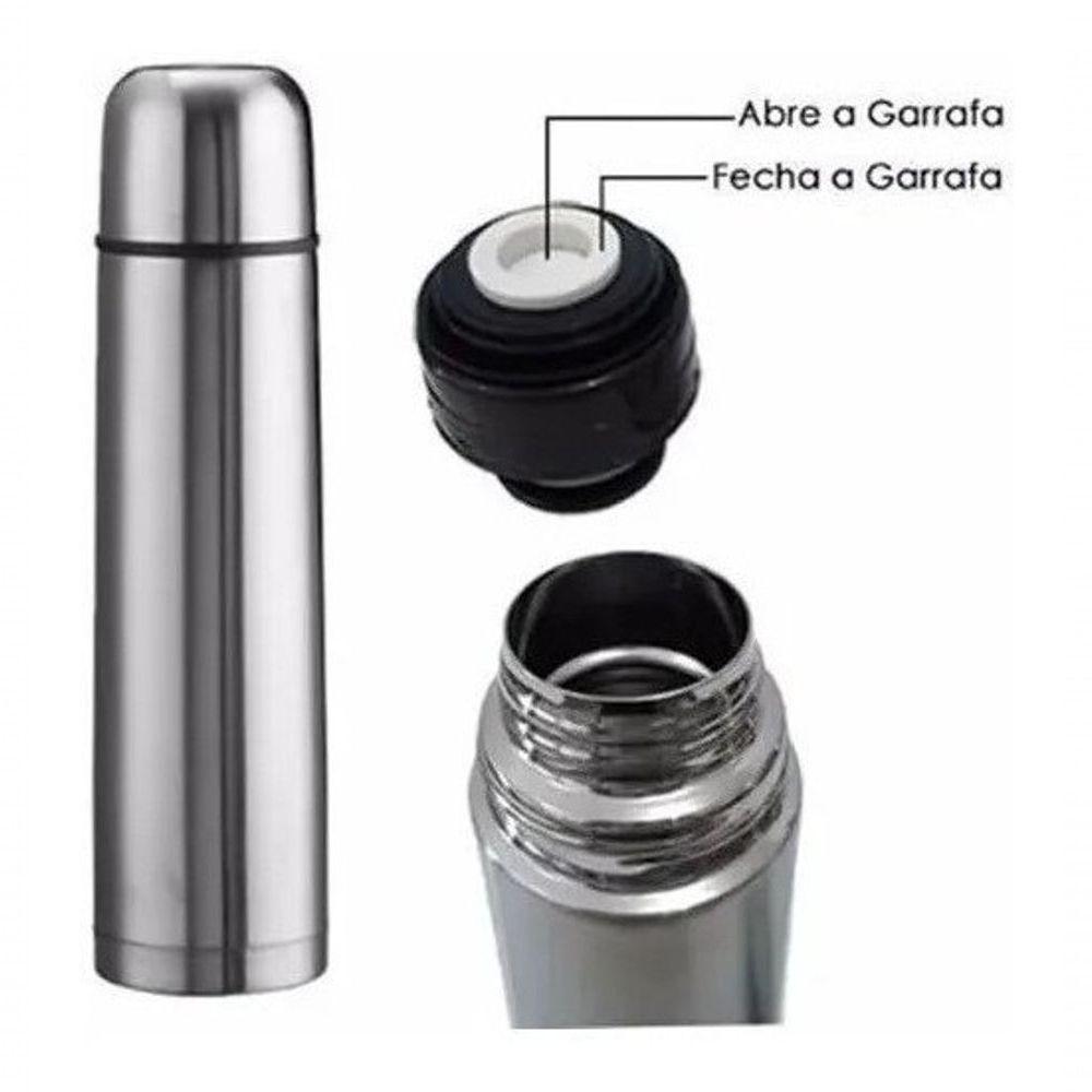 Garrafa Térmica Aço Inox 1 Litro Agua Quente E Gelada - 4