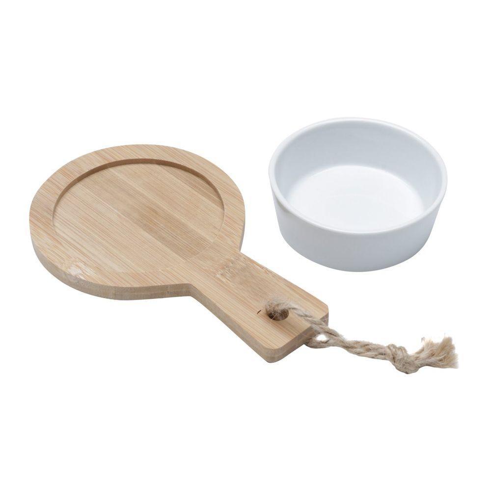 Conjunto Com 2 Bandejas De Bambu Com 2 Molheiras De Cerâmica 6768 Lyor - 3