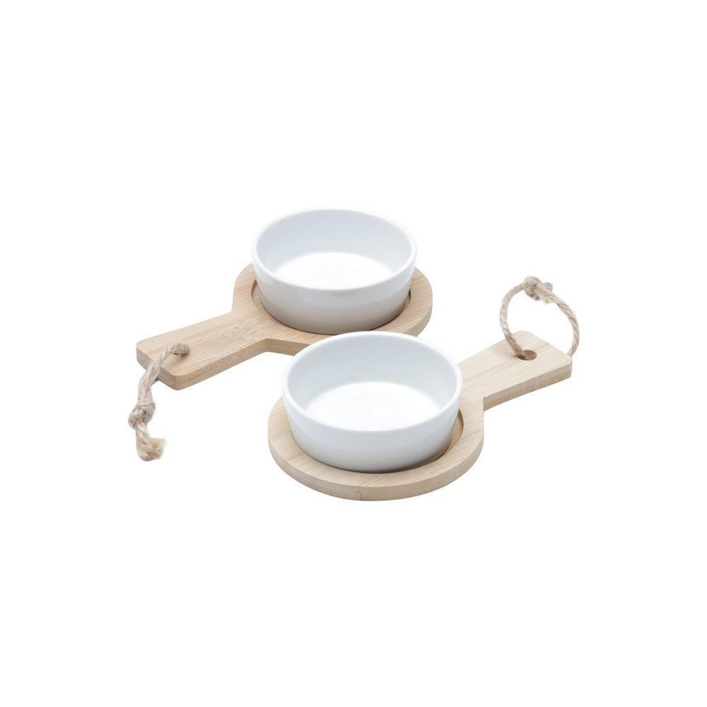 Conjunto Com 2 Bandejas De Bambu Com 2 Molheiras De Cerâmica 6768 Lyor - 4