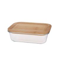 Porta Mantimento Retangular Em Vidro Borossilicato Com Tampa Em Bambu 640ml 29103 - Dynasty - 1