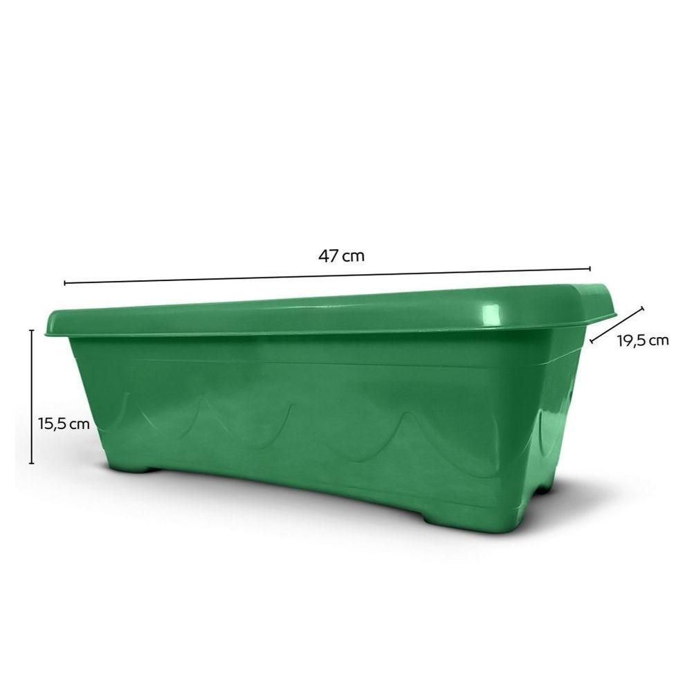 Vaso Floreira Plástico Retangular 50cm (3un) Verde - 3
