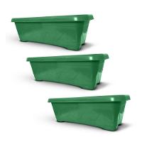 Vaso Floreira Plástico Retangular 50cm (3un) Verde - 1