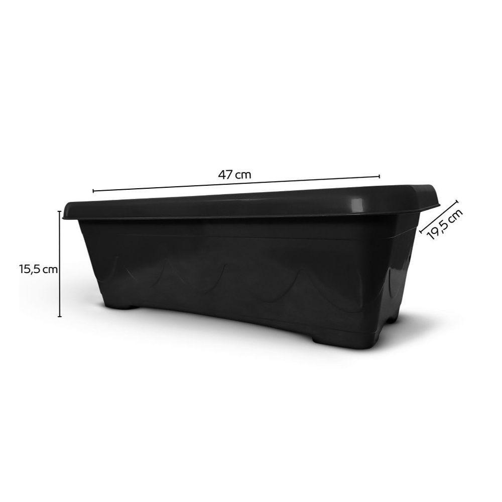 Vaso Floreira Plástico Retangular 50cm Preto - 2