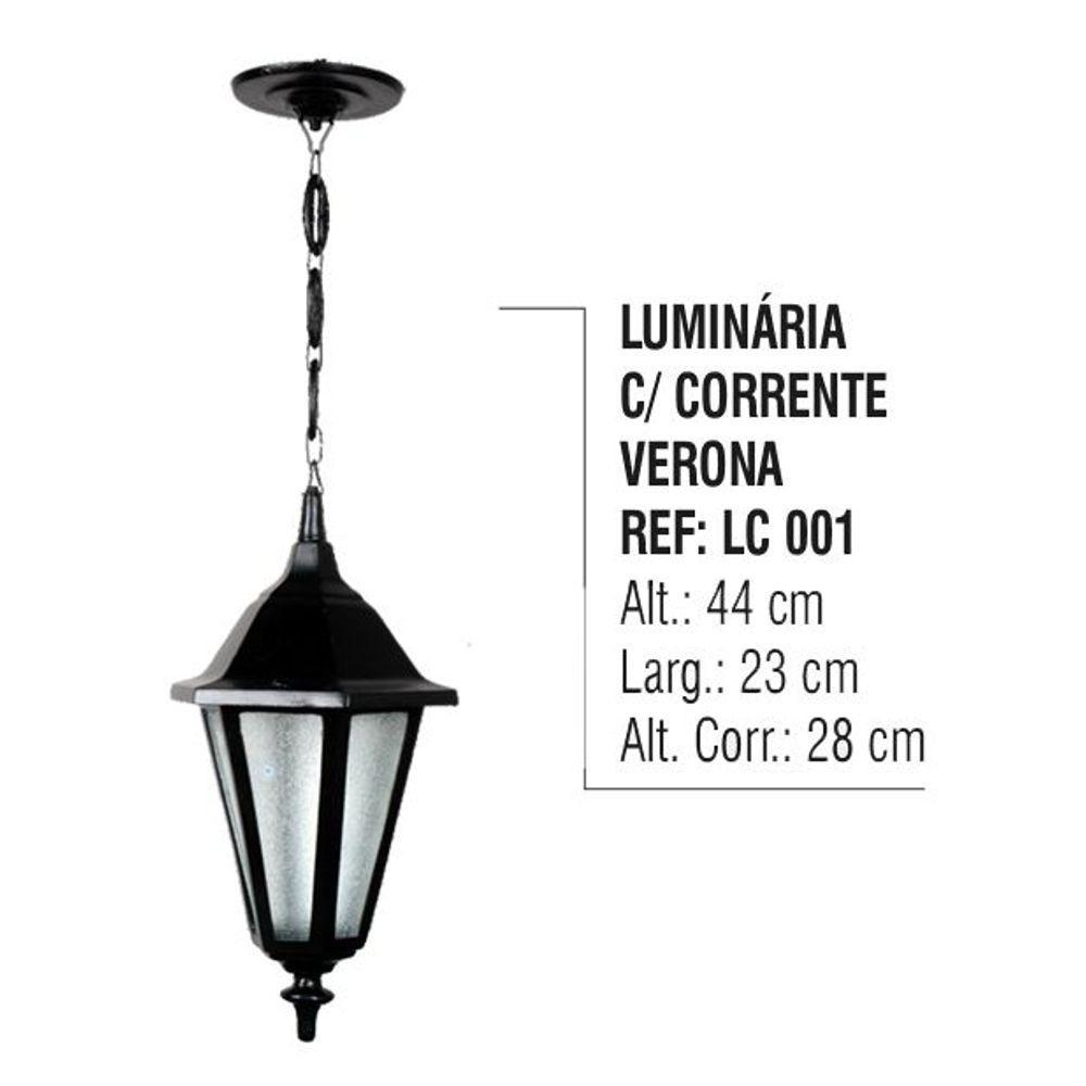 Luminária Externa e Interna Verona com Corrente em Alumínio - 4